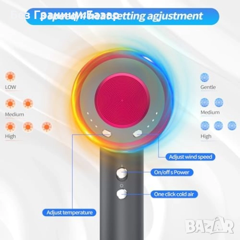 Нов Мощен йонен сешоар 110000RPM 200M йони 3 скорости 4 температури, снимка 3 - Сешоари - 51493401