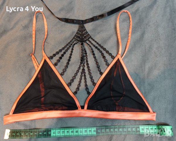 Уникален сутиен с тюлени черни чашки и чокър за врат 75/80В размер., снимка 11 - Бельо - 37959373