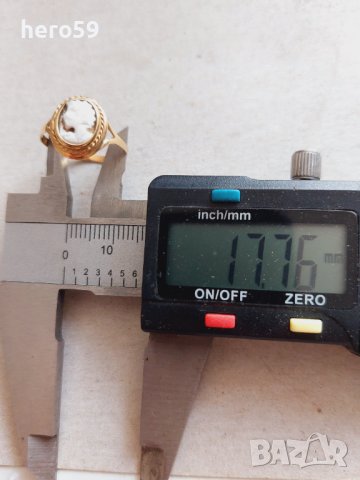 Златен 18к пръстен с камея , снимка 7 - Пръстени - 44478387