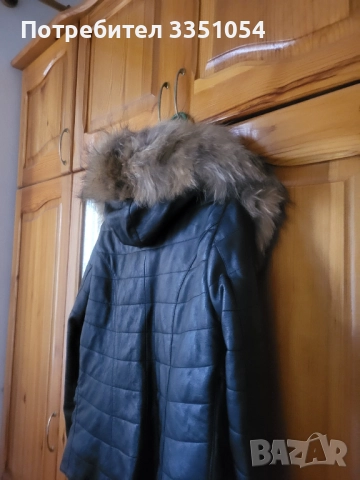 Страхотно кожено яке с яка от лисица, снимка 3 - Якета - 51693507