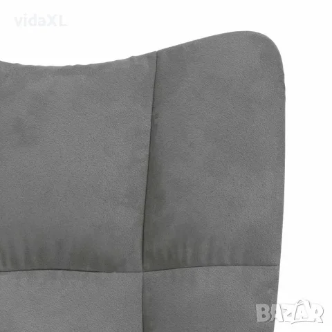 vidaXL Релаксиращ стол, тъмносив, кадифе, снимка 6 - Столове - 56146830