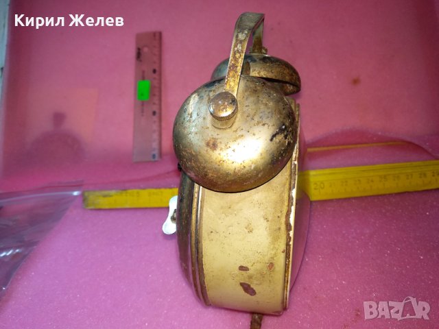 JANTAR MADE in USSR Стар РУСКИ БУДИЛНИК МЕХАНИЧЕН НАСТОЛЕН ЧАСОВНИК ЯНТАР СССР 43674, снимка 8 - Антикварни и старинни предмети - 44463409