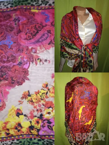 Голям шал от естествена коприна 130/130 см, снимка 1