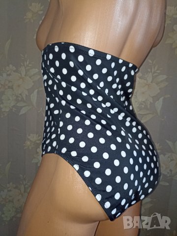 Nice size 100 C/ XL-Нов бански черен на бели точки с много висока талия , снимка 11 - Бански костюми - 40553187