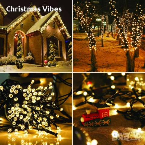 Соларни коледни лампички 12 метра , 100 лампи 5 програми , 4 цвята по избор, снимка 8 - Соларни лампи - 52092682