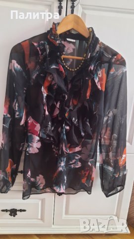 Нежна,ефирна и флорална дамска блуза р-р S+колие, снимка 4 - Блузи с дълъг ръкав и пуловери - 42714848