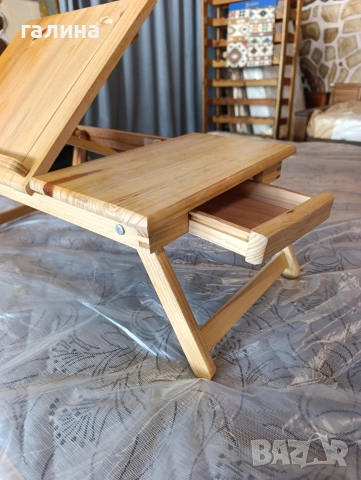 Дървена масичка за легло с регулируе плот с 5 степени, снимка 6 - Други - 54351085