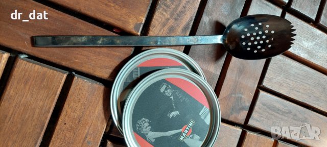 MARTINI комлект подложки и посребрена коктейлна лъжица