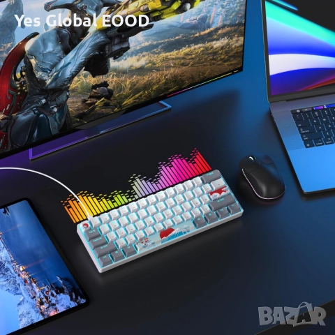 SOLIDEE 60% механична клавиатура 61 клавиша с LED подсветка, снимка 8 - Клавиатури и мишки - 52663359