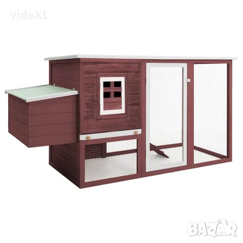 vidaXL Кокошарник за открито с 1 отделение за яйца, кафяв, дървен