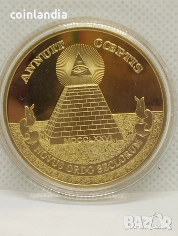 позлатена масонска монета 