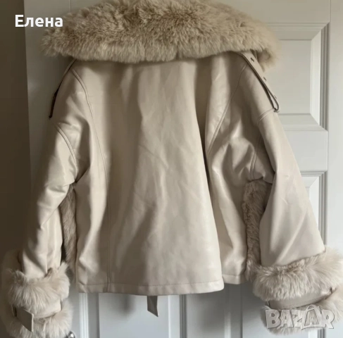 Дамско кожено яке с пух 