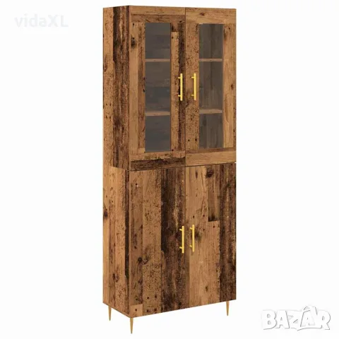 vidaXL Висок шкаф 2 бр. Старо дърво 69,5 x 34 x 180 см