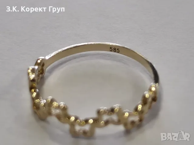 Дамски златен пръстен 14К 585 / 1,00 гр., снимка 8 - Пръстени - 55840980