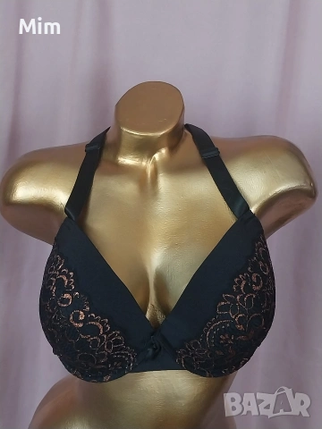 Ulla Popken 90 D Бял и черен дантелен сутиен , снимка 7 - Бельо - 54198638