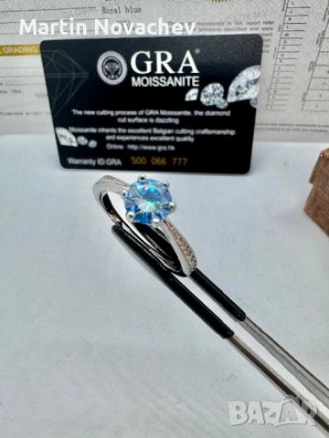 Сребърен пръстен с мойсанит (Диамант) 1 карат, снимка 12 - Пръстени - 51696155