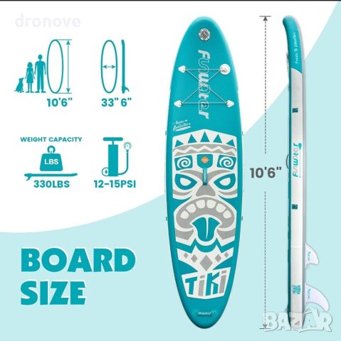 Падъл борд TIKI 10'6, SUP, stand up paddle board., снимка 2 - Водни спортове - 35601608