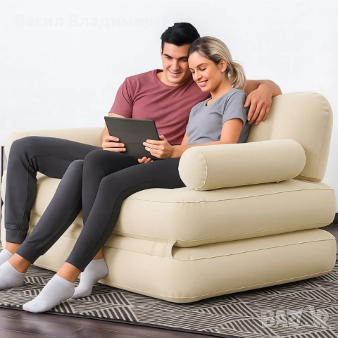 Двоен надуваем матрак с разтегателен диван за спане, снимка 10 - Матраци - 53072133