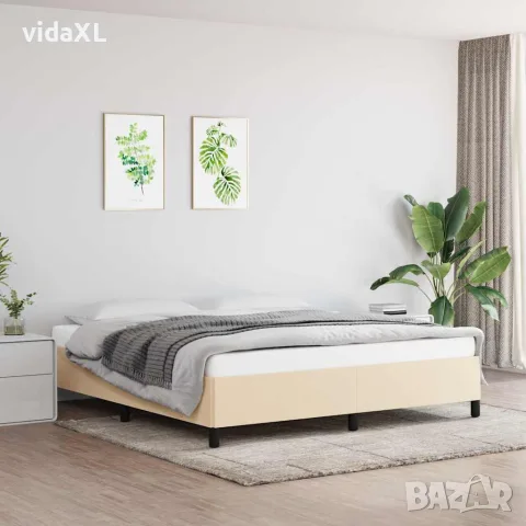 vidaXL Рамка за легло без матрак, кремава, 180x200 см, плат, снимка 2 - Спални и легла - 56147190