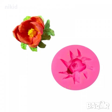 3D отворен мак силиконов молд форма фондан гипс сапун декор, снимка 2 - Форми - 37048768