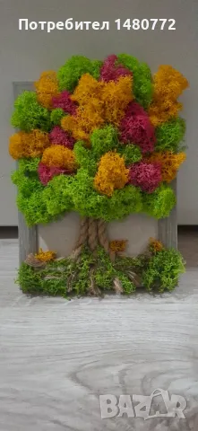 Дърво от скандинавски мъх в рамка, снимка 5 - Декорация за дома - 47986453