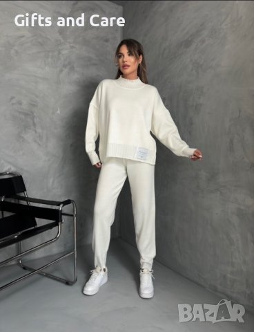 Зимен бял комплект от мекичка материя , снимка 2 - Комплекти - 42843263