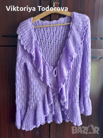 Лилава жилетка-ръчно плетиво 