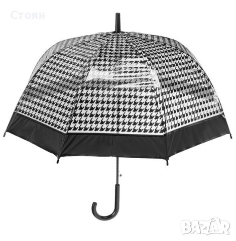 Чадър тип бастун автоматичен прозрачен черен  82 см, снимка 2 - Други - 42875203