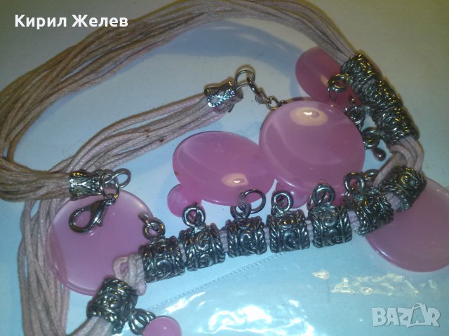 МОДНО ЛЯТНО РОЗОВО КОЛИЕ с ПОСРЕБРЕНИ ЕЛЕМЕНТИ 15164, снимка 5 - Колиета, медальони, синджири - 29825500