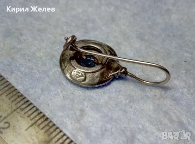 СТАРА СКЪПОЦЕННА СРЕБЪРНА ОБЕЦА СРЕБРО 925 със СИН ЦИРКОН РЪЧНА ИЗРАБОТКА с ЩЕМПЕЛ на МАЙСТОРА 43199, снимка 4 - Антикварни и старинни предмети - 49682608