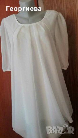 Прекрасна бяла туника/рокля от шифон👗🍀M/L,L👗арт.175, снимка 2 - Туники - 30034831