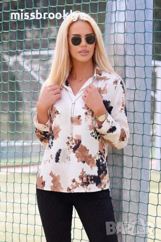 Блуза “Satin Floral Elegance” – сатенена блуза с флорален принт арт.5079