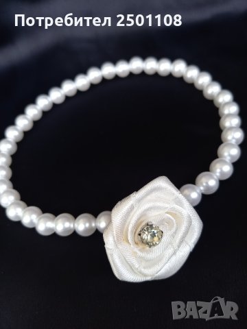 Перлен чокър с роза , снимка 2 - Колиета, медальони, синджири - 44392940