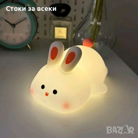 Нощна лед лампа заек Tilihome Rabbit LED Light - сладка заешка лампа, снимка 5 - Други - 53225978