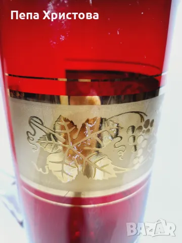 Сервиз за вода  от чешки рубинен кристал, снимка 2 - Чаши - 49694513