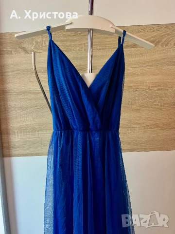Дълга официална тъмно синя рокля