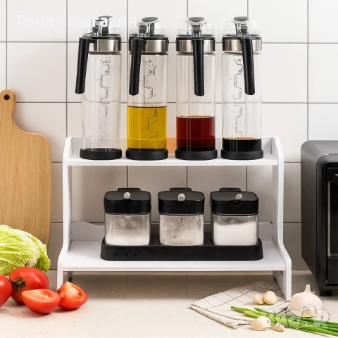 Двуслоен органайзер за плот – стилен ред без усилие | 38.5×30×19.5 см, снимка 4 - Аксесоари за кухня - 51081164