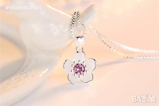 Сребърно колие - Вишнев цвят Код: K108