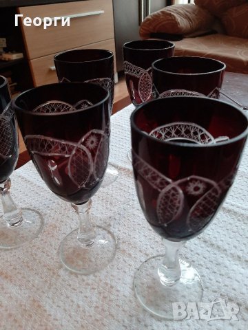 Червен кристал чаши за вино, снимка 2 - Чаши - 35310442