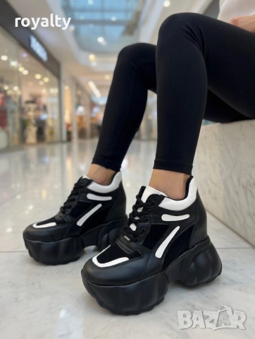 Кецове на платформа - черно с бяло, снимка 4 - Кецове - 54120758