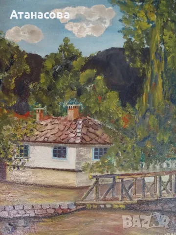 Р. ПЕТРОВ картина "Пейзаж от Рибарица" масло 1960 г, снимка 2 - Картини - 55964475