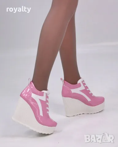 Кецове на платформа - розов лак с бяло ходило