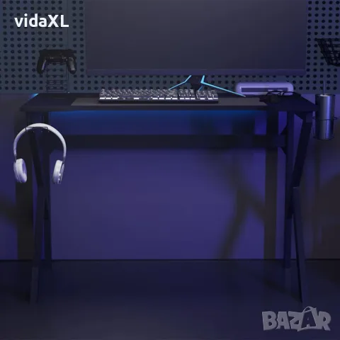 vidaXL Гейминг бюро с K-образни крака, черно, 110x60x75 см, снимка 2 - Бюра - 56146843