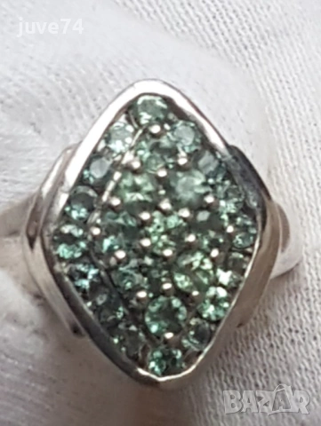 СРЕБЪРЕН ПРЪСТЕН С ЕСТЕСТВЕНИ АЛЕКСАНДРИТИ  (ИНДИЯ) СЕРТИФИКАТ , снимка 4 - Пръстени - 53083532