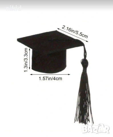 Тога шапка завършване Дипломиране бал кутия от филц украса декор 