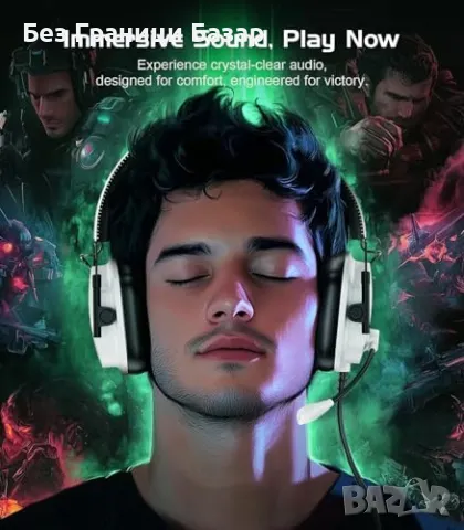 Нови Компютърни слушалки Vakedy Gaming с микрофон и завладяващ звук, снимка 3 - Слушалки и портативни колонки - 48157853