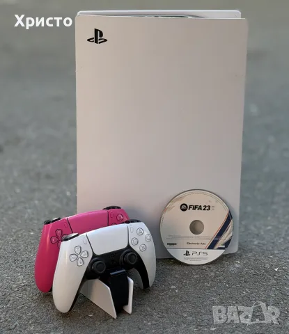 Конзола Sony PlayStation 5 Disc Edition CFI-1216A, 825GB + 2 DualSense + FIFA 23 + зарядна станция
