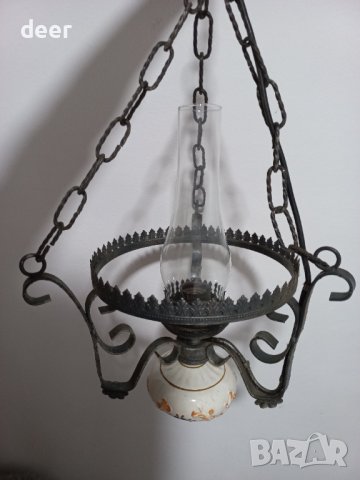 Абажур  от ковано желязо с порцелан, снимка 11 - Полилеи - 44293484