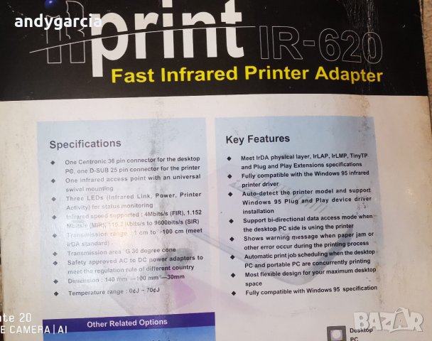 Rprint ir-620 адаптер за принтер за принтиране през инфраред, снимка 4 - Принтери, копири, скенери - 31794653