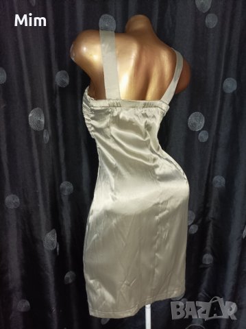 Golden Days S Сатенена рокля със сребристи камъни &, снимка 4 - Рокли - 37726231